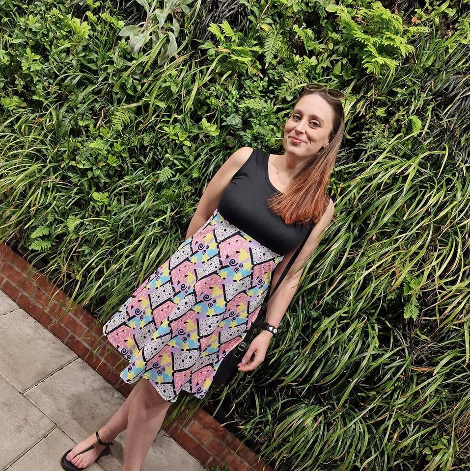 An Alt Originals customer wearing a handmade alternative a-line dress