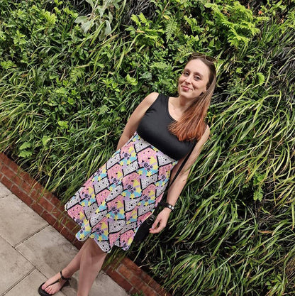 An Alt Originals customer wearing a handmade alternative a-line dress