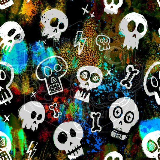 Acid Skulls Print | Handmade Alternative Clothing | Made to Order