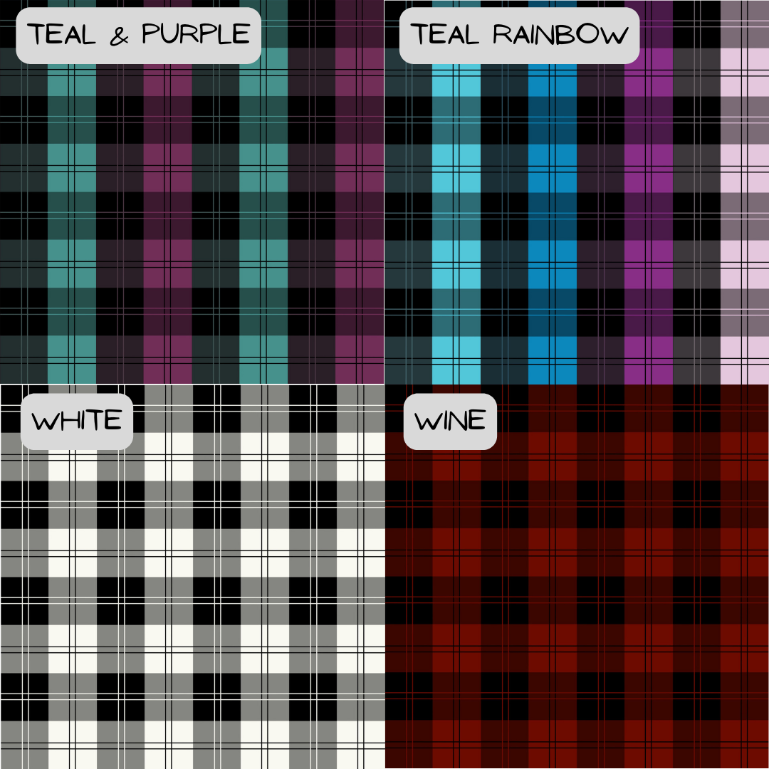 4 different bold plaid colour options