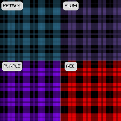 4 different bold plaid colour options