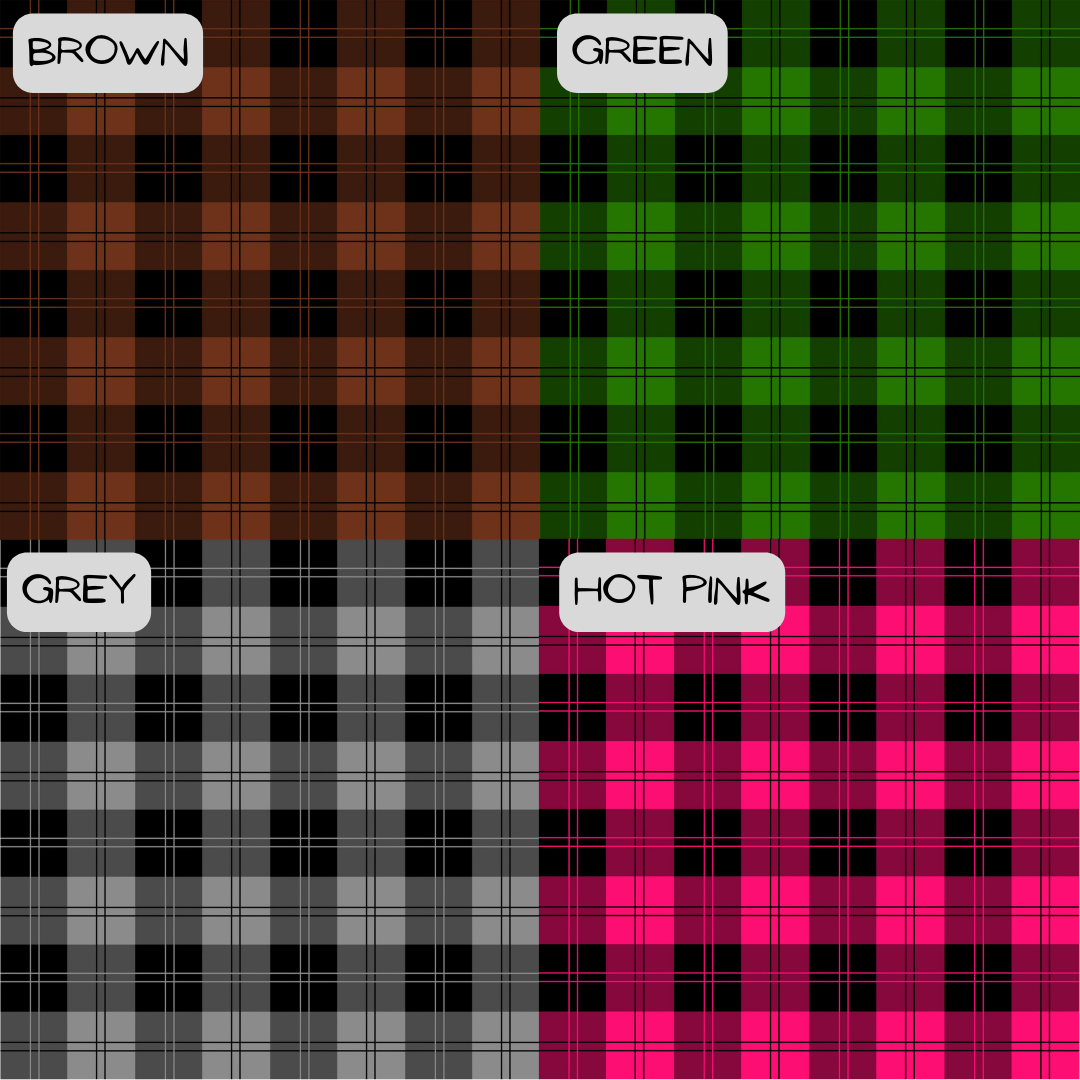 4 different bold plaid colour options