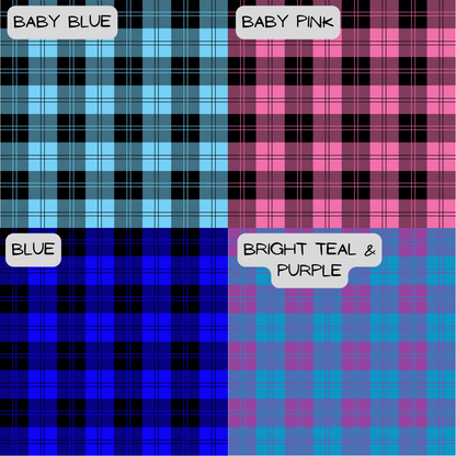 4 different bold plaid colour options