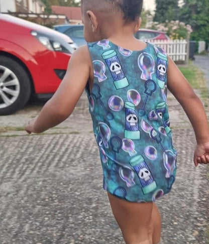 An Alt Originals customer wearing a handmade alternative bummie romper
