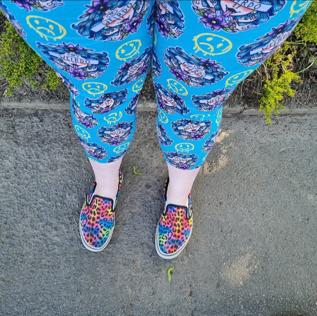 An Alt Originals customer wearing a handmade alternative capris