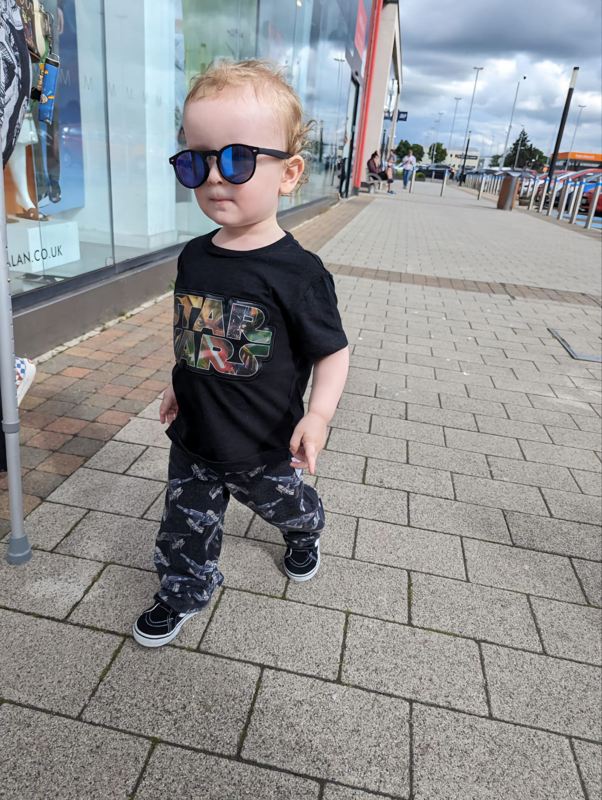 An Alt Originals customer wearing a handmade alternative cargo fit trousers