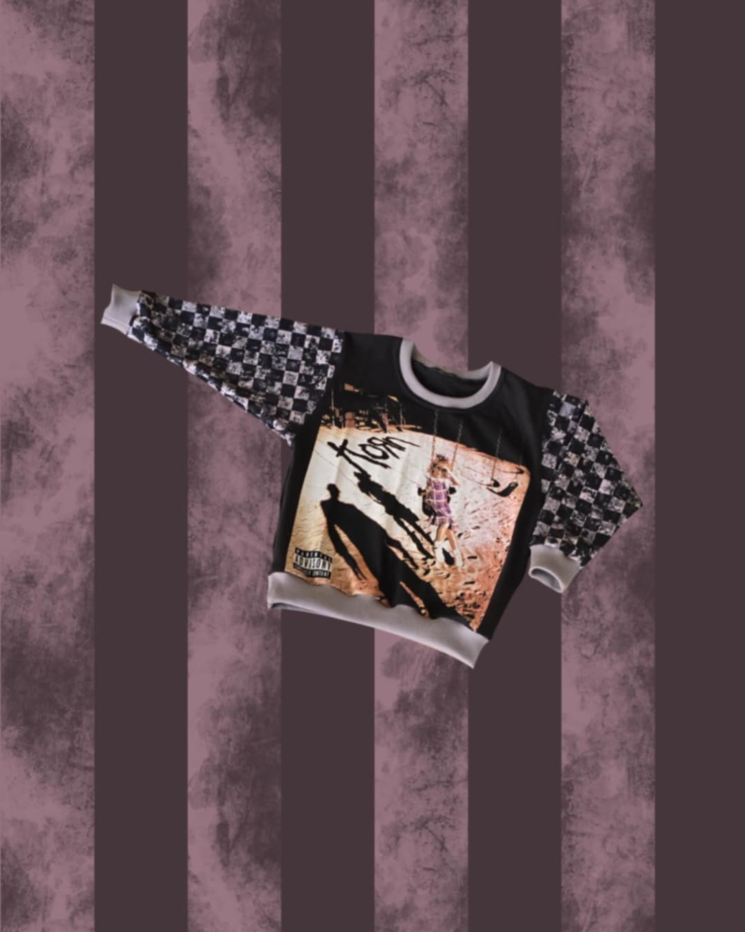 KORN Sweatshirt with graphic design on striped background