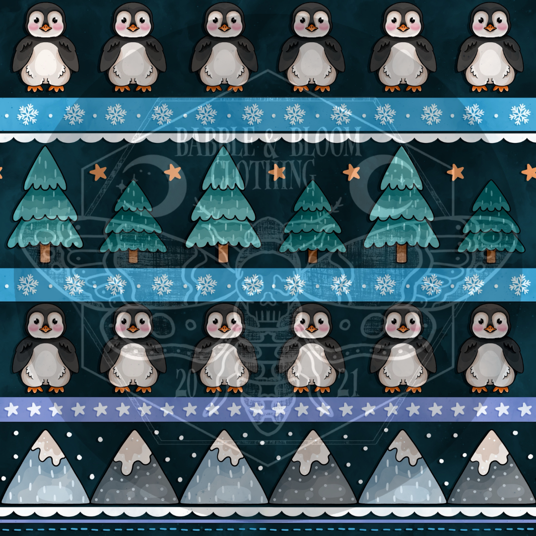 Cute penguins in a striped format. 