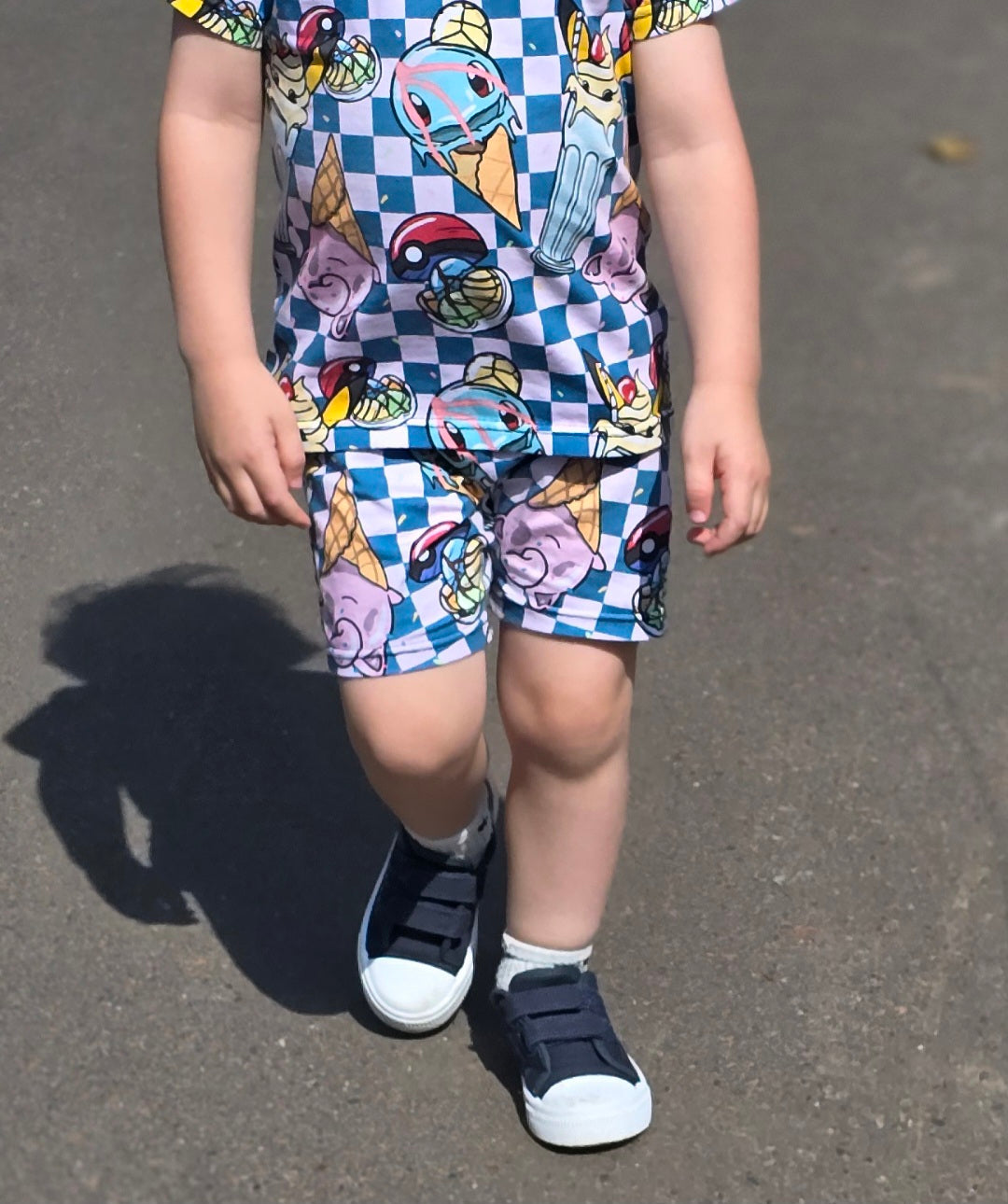 An Alt Originals customer wearing a handmade alternative playdate shorts