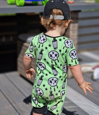 An Alt Originals customer wearing a handmade alternative pull-on romper