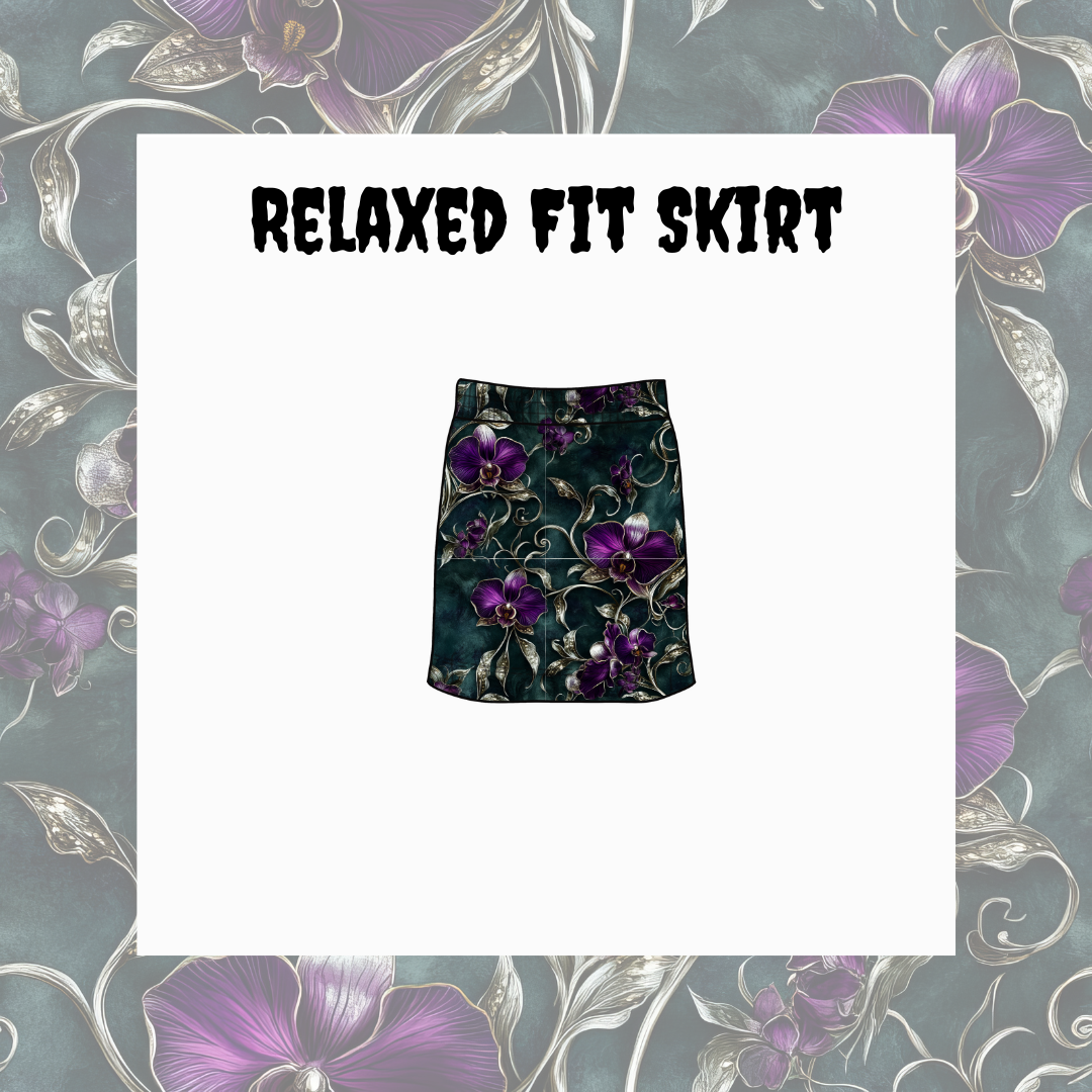 Floral patterned skirt with decorative background