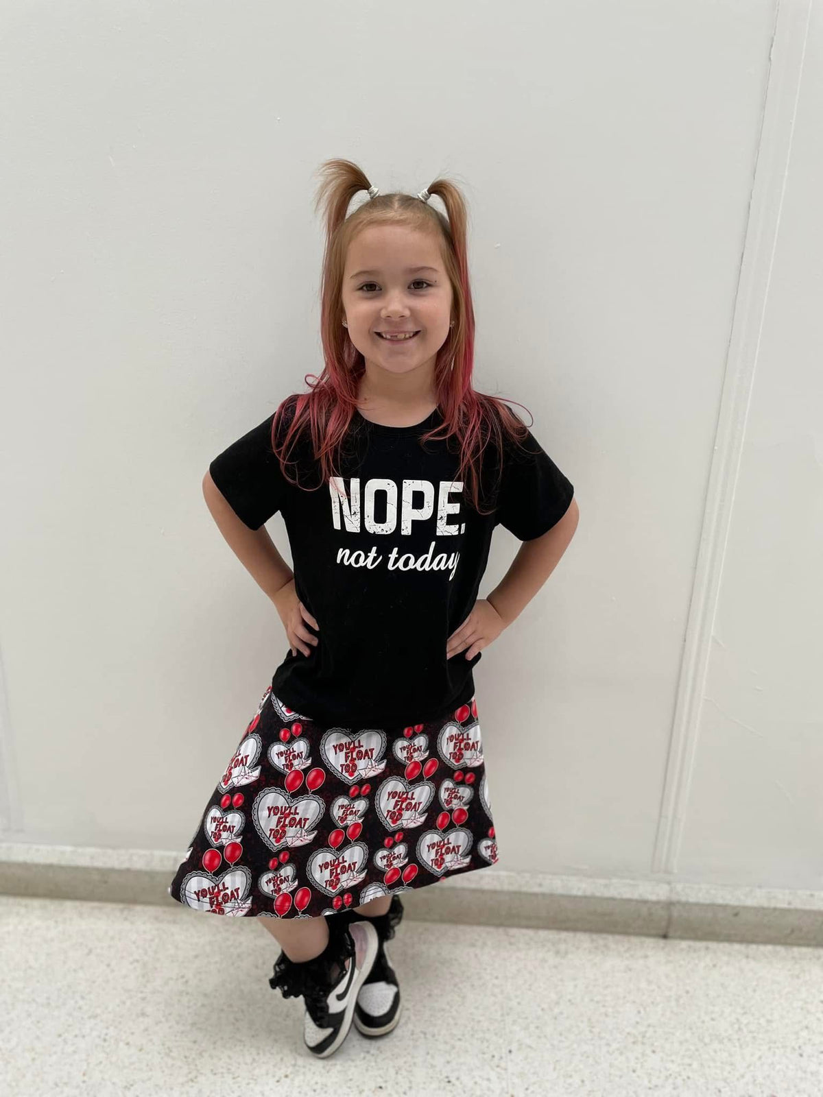 An Alt Originals customer wearing a handmade alternative twirly skirt
