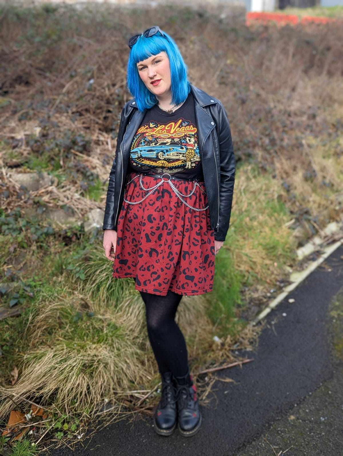 Alt Encore customer wearing a VIVA LAS VEGAS t-shirt upcycled in to a smock