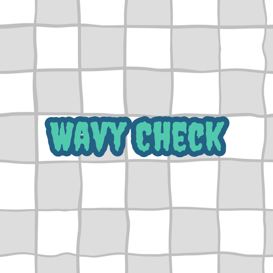 Text 'Wavy Check' on a grid background